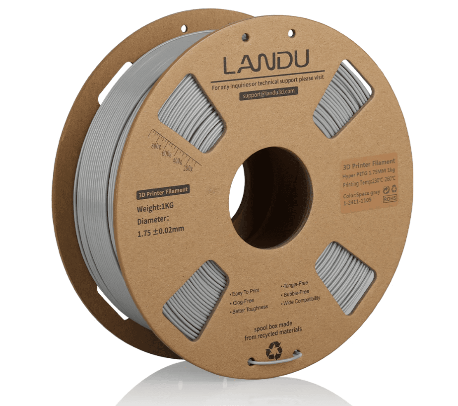 Landau PETG 1.75mm 1kg — Grey in Grey