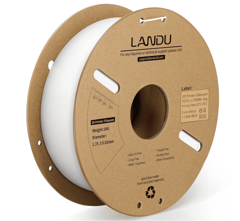 Landau PLA 1.75mm 1kg — White in White