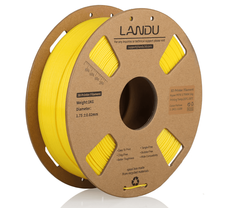 Landau Hyper PETG 1.75mm 1kg — Yellow in Yellow